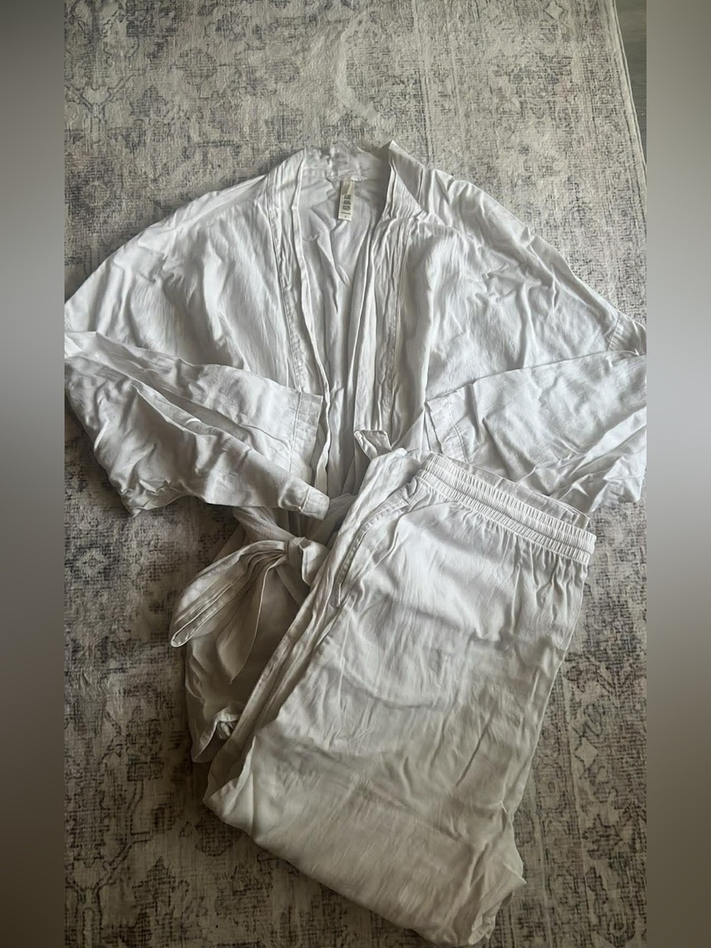SKIMS Cream Loungewear Set - Soft Robe and Pants